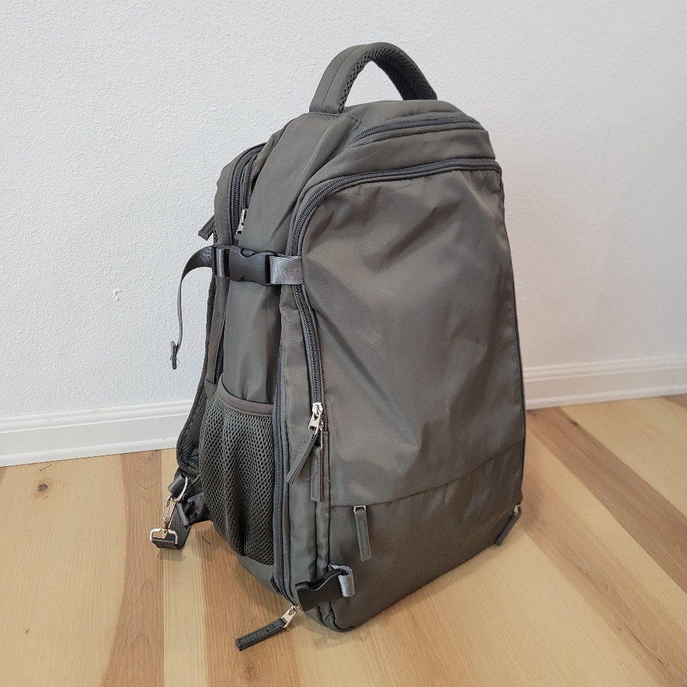 Convertible Laptop Backpack Gray Green Large Capacity Multi-Pocket Travel Bag